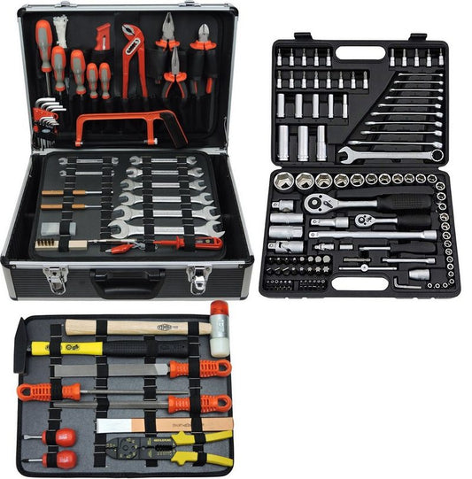 FAMEX Werkzeugkoffer »FAMEX 719-50 Werkzeugkasten mit Werkzeug Set - Werkzeugkiste bestückt« (Werkzeugkoffer 207 St) abschließbar