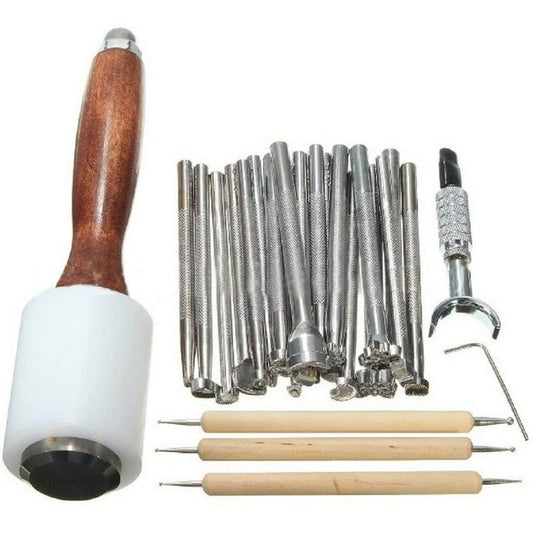 BEARSU Werkzeug »25 teile/satz Metallsiegel Stempel Stanzen Griff Lederhandwerk Arbeit« (25-St)